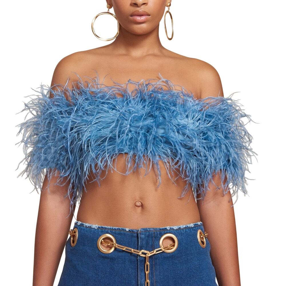 Cult Gaia Feathered River Blue Goetz Top Size S - Picture 1 of 4